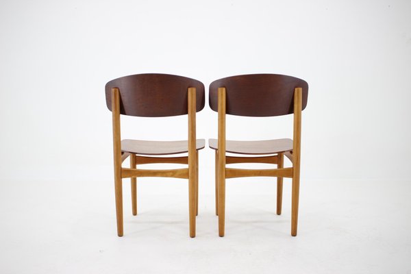 Oak and Teak Model 122 Dining Chairs by Børge Mogensen for Søborg Møbelfabric, 1960s, Set of 6-TZ-955580