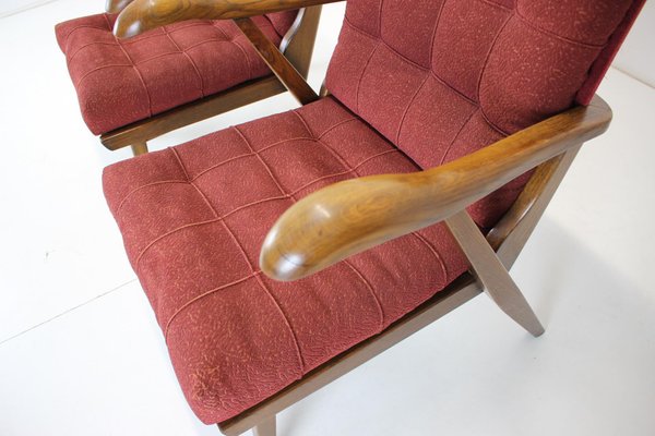 Oak Armchairs, Czechoslovakia, 1960s, Set of 2-TZ-1141909