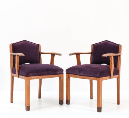 Oak Art Deco Armchairs from FA Drilling Amsterdam, 1920s, Set of 2-MY-956510