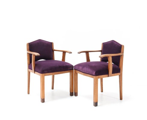 Oak Art Deco Armchairs from FA Drilling Amsterdam, 1920s, Set of 2-MY-956510