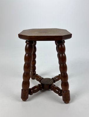 Oak Bubble Leg Stool or Plant Stand, 1920s-RMX-1407240