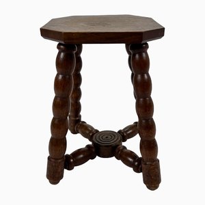 Oak Bubble Leg Stool or Plant Stand, 1920s-RMX-1407240