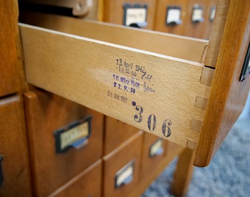 Oak Cabinet with 40 Drawers, Germany, 1930s or 1940s-QFD-1048756