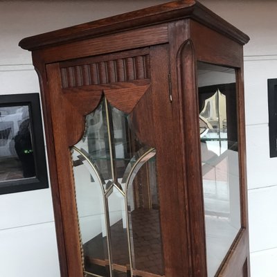 Oak Cabinet with Cut Crystal Glass Doors, 1932-WQQ-1807237