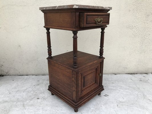 Oak Cabinet with Marble Top, 1940s-WQQ-1178252