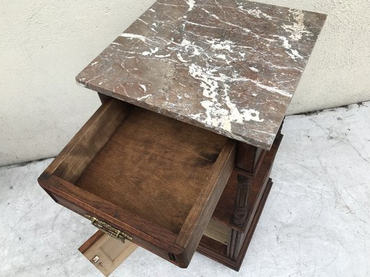 Oak Cabinet with Marble Top, 1940s-WQQ-1178252