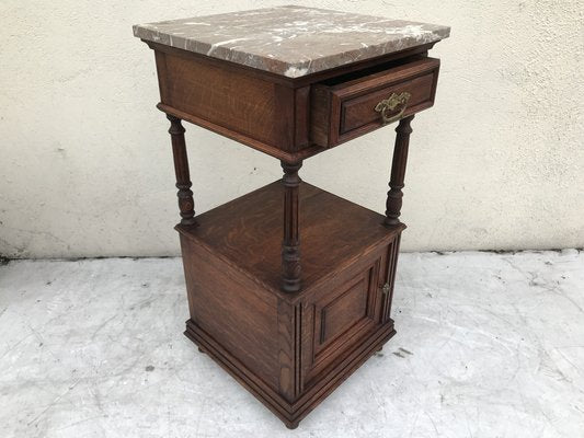 Oak Cabinet with Marble Top, 1940s-WQQ-1178252