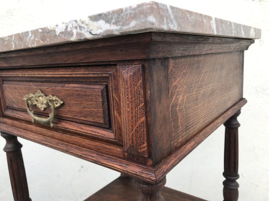 Oak Cabinet with Marble Top, 1940s-WQQ-1178252