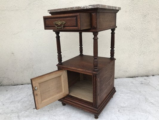 Oak Cabinet with Marble Top, 1940s-WQQ-1178252