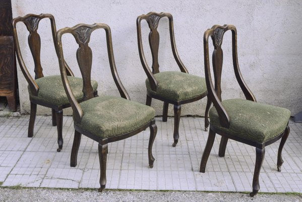 Oak Chairs with Arched Backrests, England, 1870s, Set of 4-RAQ-1002054