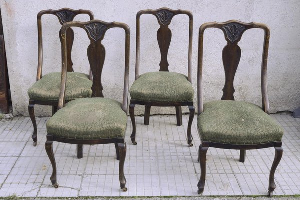 Oak Chairs with Arched Backrests, England, 1870s, Set of 4-RAQ-1002054