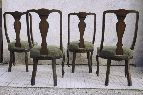 Oak Chairs with Arched Backrests, England, 1870s, Set of 4-RAQ-1002054