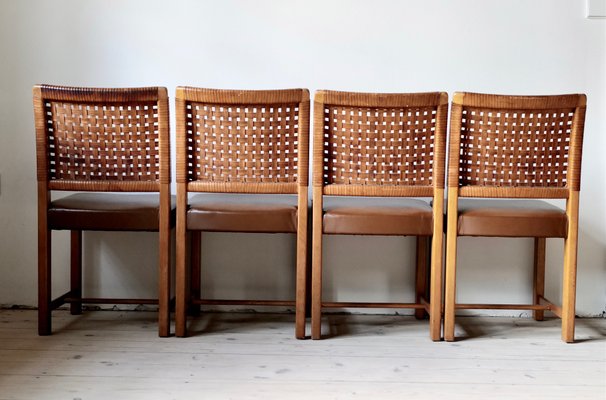 Oak Chairs With Leather Braid by Carl Gustav Hort Af Ornäs, 1950s, Set of 4-APD-1176677