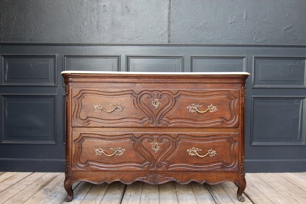 Oak Chest of Drawers with Marble Plate, 1700s-TAT-1339230