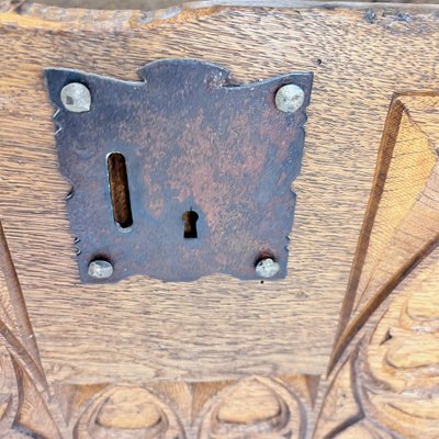 Oak Chest with Carved Gothic Panel, 1900s-RMX-1722503