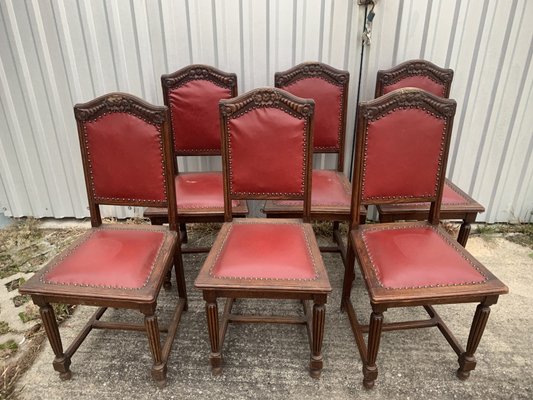 Oak Dining Chairs, 1940s, Set of 6-WQQ-2021676