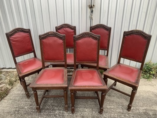 Oak Dining Chairs, 1940s, Set of 6-WQQ-2021676