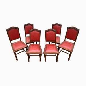 Oak Dining Chairs, 1940s, Set of 6-WQQ-2021676