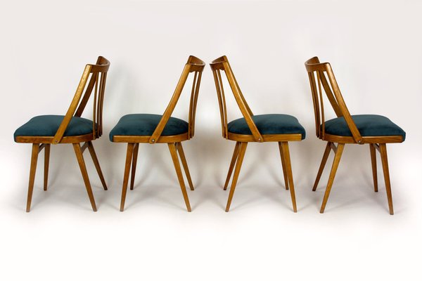 Oak Dining Chairs from Interier Praha, 1960s, Set of 4-WVS-1703360