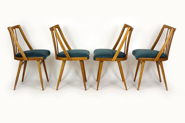 Oak Dining Chairs from Interier Praha, 1960s, Set of 4-WVS-1703360