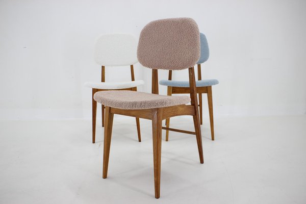 Oak Dining Chairs in Boucle, Former Czechoslovakia, 1960s, Set of 3-TZ-1741891