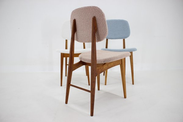 Oak Dining Chairs in Boucle, Former Czechoslovakia, 1960s, Set of 3-TZ-1741891