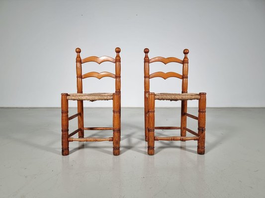 Oak Farmer Dining Chairs, France, 1970s, Set of 12-UJI-1700038