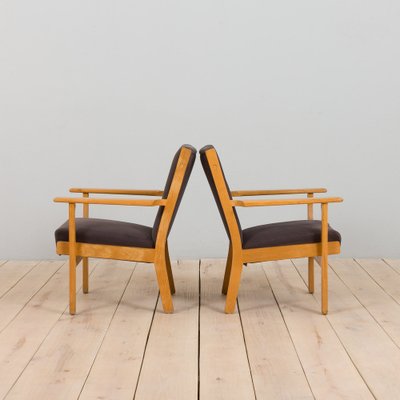 Oak GE 181 Easy Lounge Chairs in Grey Alcantara by Hans J. Wegner for Getama, Denmark, 1970s, Set of 2-UE-1328924