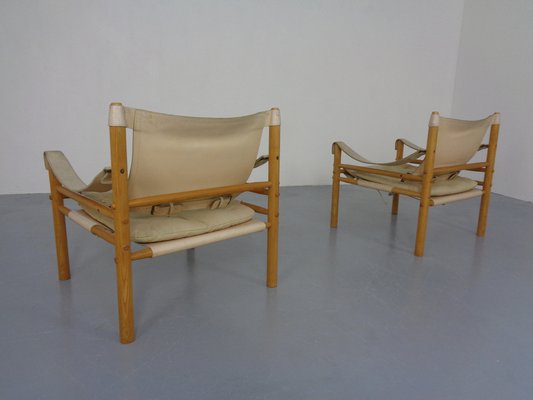 Oak & Leather Sirocco Safari Chairs by Arne Norell, 1960s, Set of 2-RDW-1278198