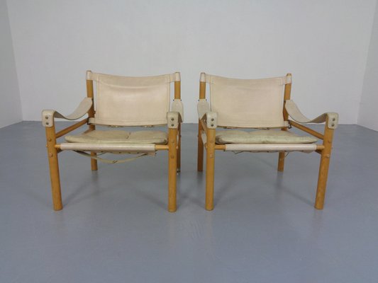 Oak & Leather Sirocco Safari Chairs by Arne Norell, 1960s, Set of 2-RDW-1278198