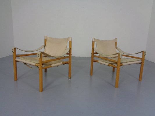 Oak & Leather Sirocco Safari Chairs by Arne Norell, 1960s, Set of 2-RDW-1278198