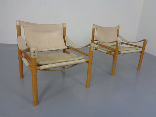 Oak & Leather Sirocco Safari Chairs by Arne Norell, 1960s, Set of 2-RDW-1278198