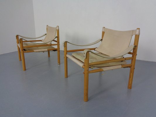 Oak & Leather Sirocco Safari Chairs by Arne Norell, 1960s, Set of 2-RDW-1278198