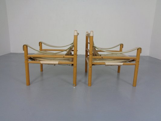 Oak & Leather Sirocco Safari Chairs by Arne Norell, 1960s, Set of 2-RDW-1278198