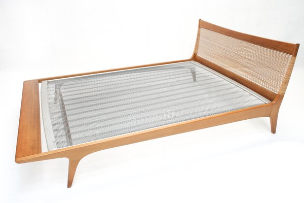 Oak & Rattan Daybed by Jos De Mey for Van Den Berghe Pauvers, 1960s-SES-898897