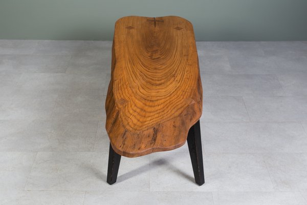 Oak Slice Coffee Table with Black Wooden Legs-WZF-2023774