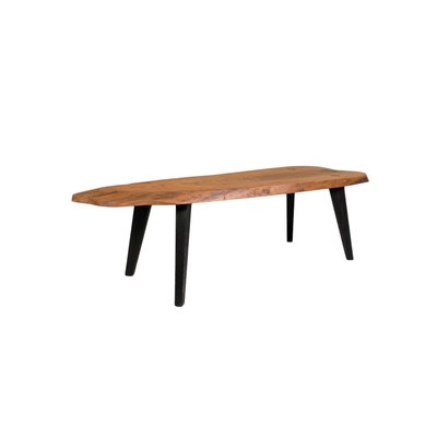 Oak Slice Coffee Table with Black Wooden Legs-WZF-2023774