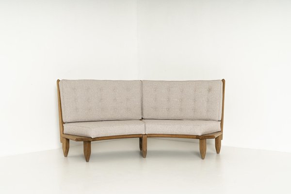 Oak Sofa by Guillerme Et Chambon, France, 1960s-UQV-1401028