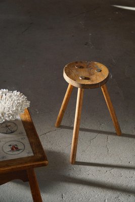 Oak Tripod Stool, 1960s-MXF-1452517