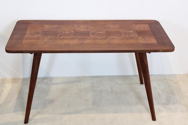 Oak Wood Coffee Table with Veneer Inlay, 1960s-MO-775687