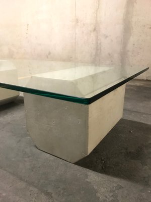 Octagonal Concrete and Glass Coffee Table, 1970s-VAM-1016543