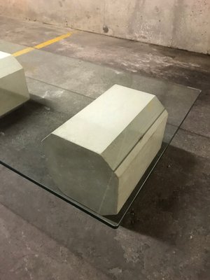 Octagonal Concrete and Glass Coffee Table, 1970s-VAM-1016543