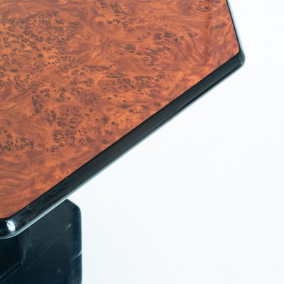 Octagonal Extendable Dining Table in Lacquered Wood with Black Marble Foot attributed to Roche Bobois, France, 1980s-ZFJ-1803863