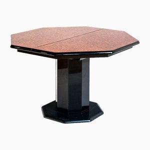 Octagonal Extendable Dining Table in Lacquered Wood with Black Marble Foot attributed to Roche Bobois, France, 1980s-ZFJ-1803863