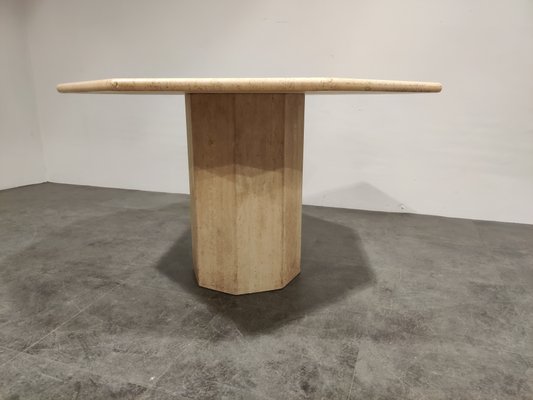 Octagonal Italian Travertine Dining Table, 1970s-IRH-782704