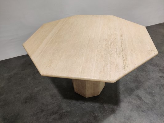 Octagonal Italian Travertine Dining Table, 1970s-IRH-782704