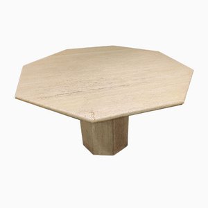 Octagonal Italian Travertine Dining Table, 1970s-IRH-782704