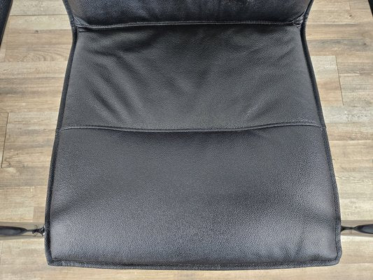 Office Armchair in Tubular Steel and Black Eco-Leather, 1970-ZUW-2023733