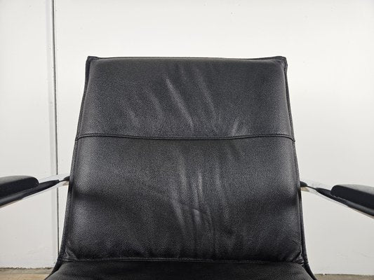 Office Armchair in Tubular Steel and Black Eco-Leather, 1970-ZUW-2023733