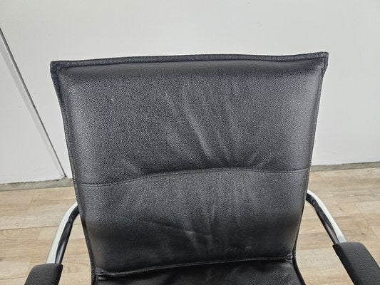 Office Armchair in Tubular Steel and Black Eco-Leather, 1970-ZUW-2023733